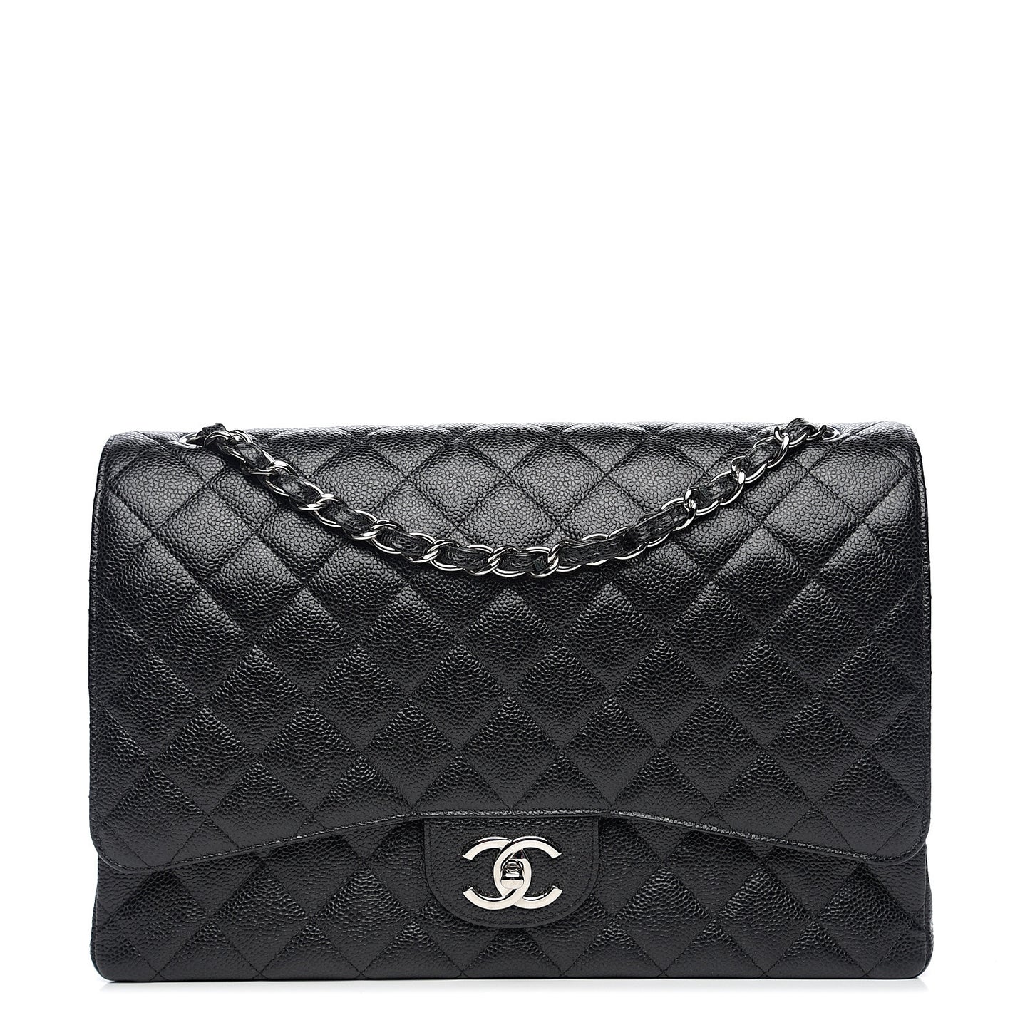 Caviar Quilted Maxi Double Flap Black