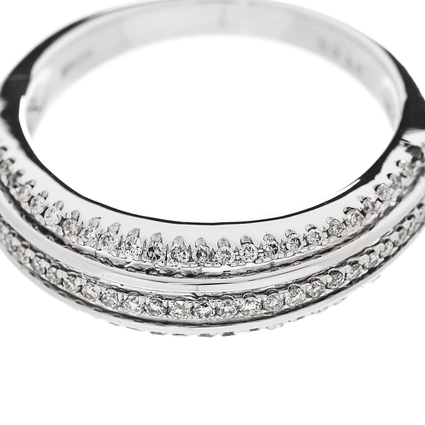 18K White Gold Diamond .24ctw 3 Row Pave Band Ring 53 6.25
