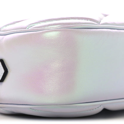 Gucci Iridescent Nappa Chevron Matelasse Small GG Marmont Chain Shoulder Bag Iridescent Snow Light Blue 9 of 11