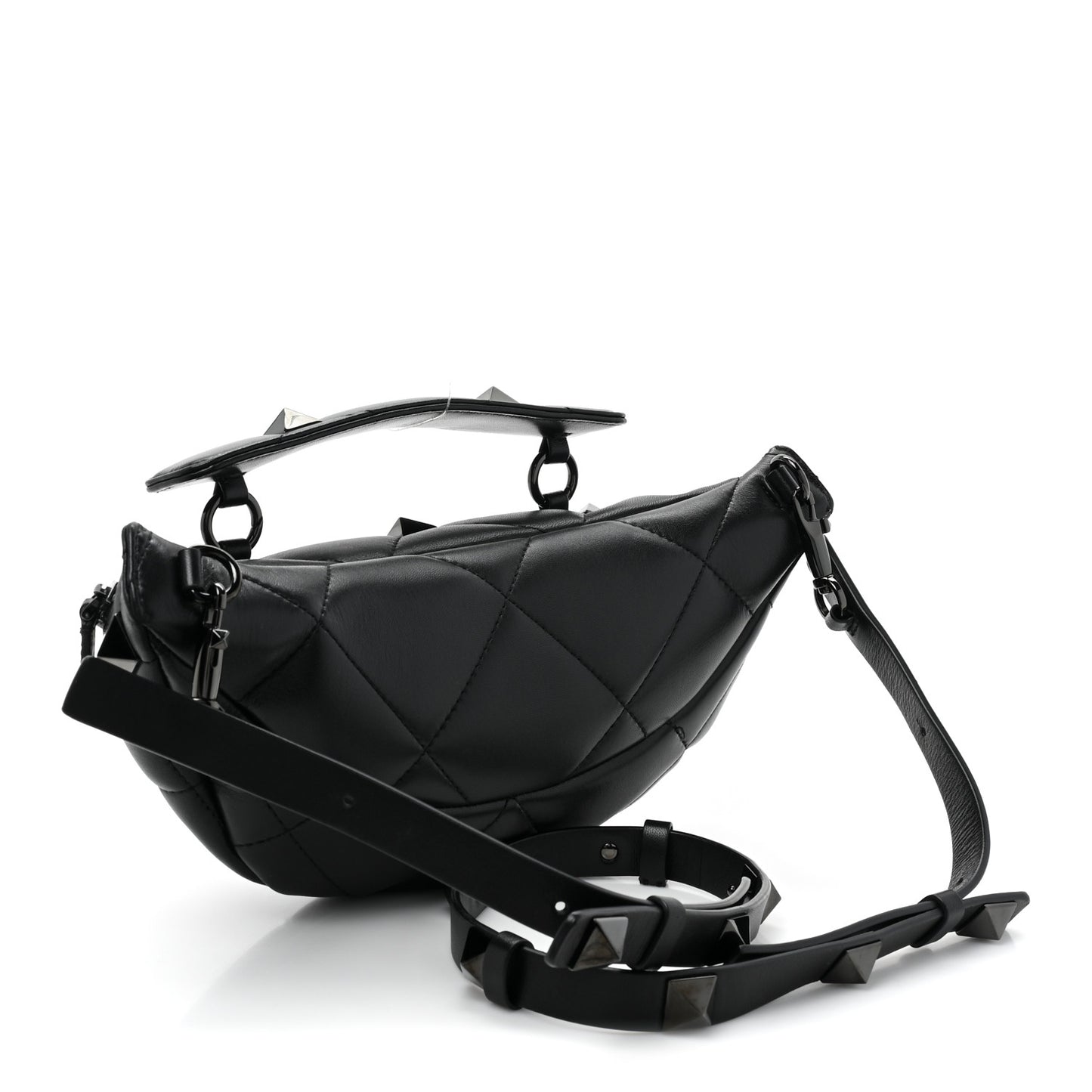 Nappa Monochrome Roman Stud Belt Bag Black