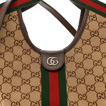 Gucci Monogram Web Small Giglio Tote Bag Beige Dark Brown 8 of 13
