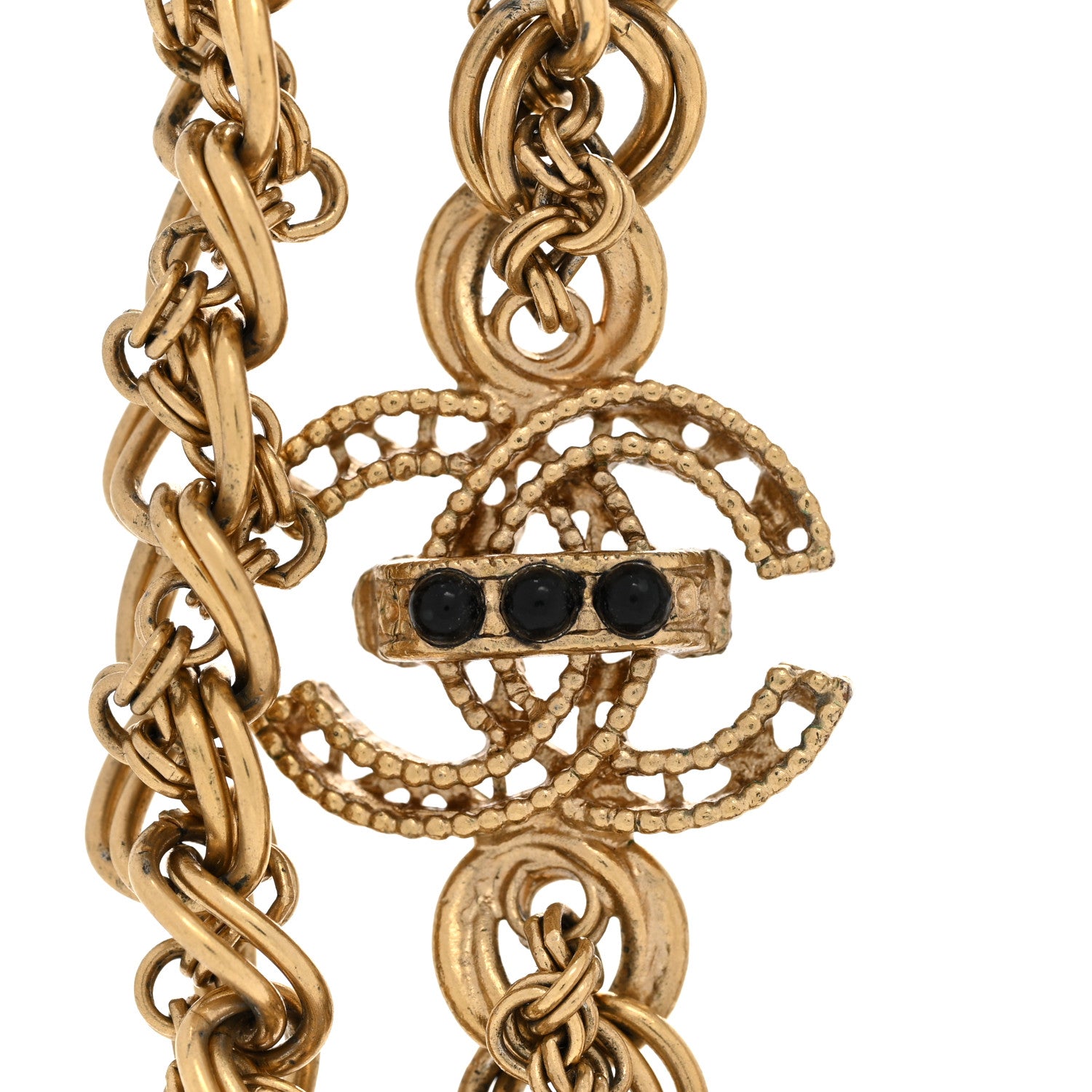 Chanel CC Long Necklace Black Gold 4 of 6