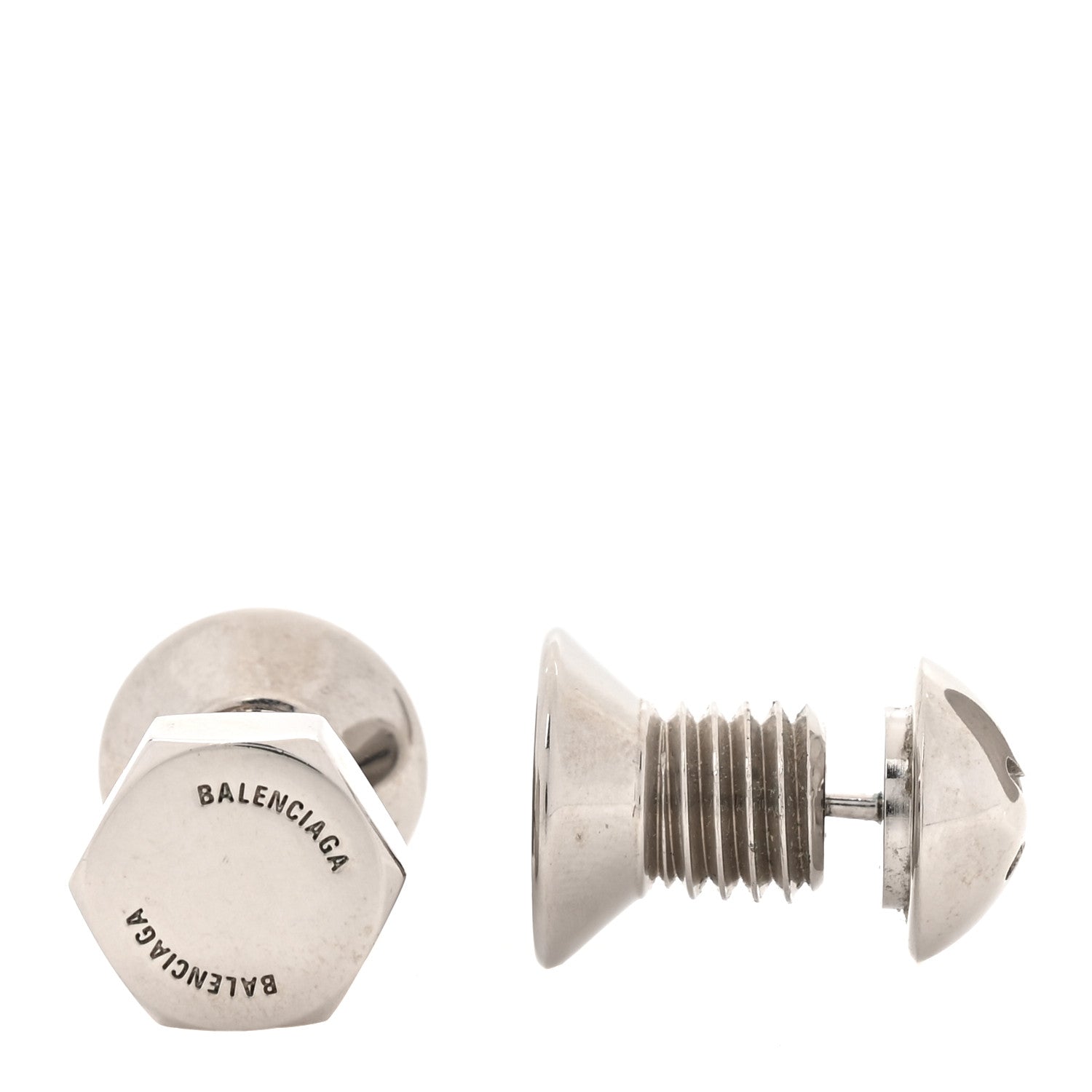 Balenciaga Metal Double Screw Garage Stud Earrings Silver 1 of 4