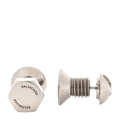 Balenciaga Metal Double Screw Garage Stud Earrings Silver 1 of 4