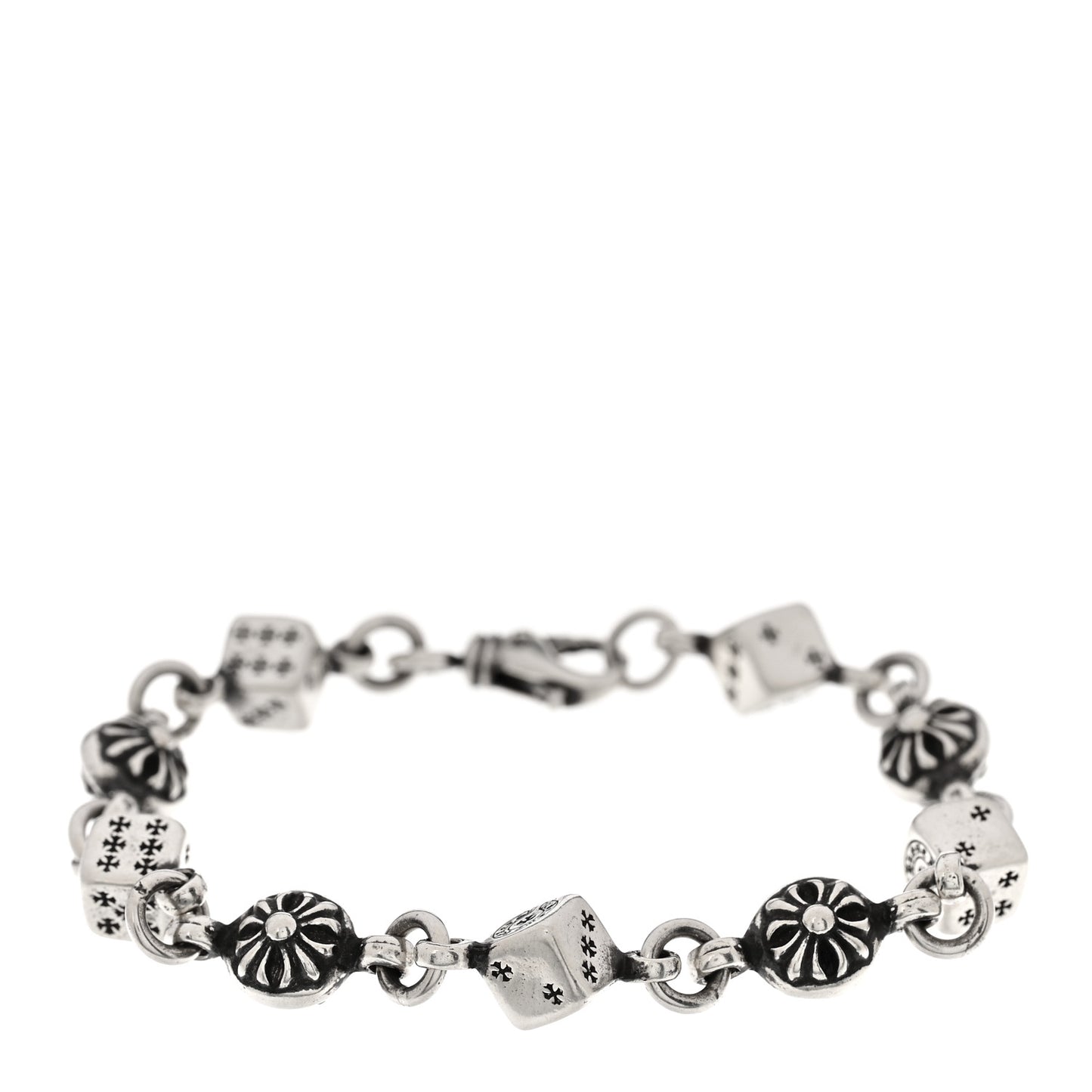Sterling Silver Dice 9 Link Bracelet