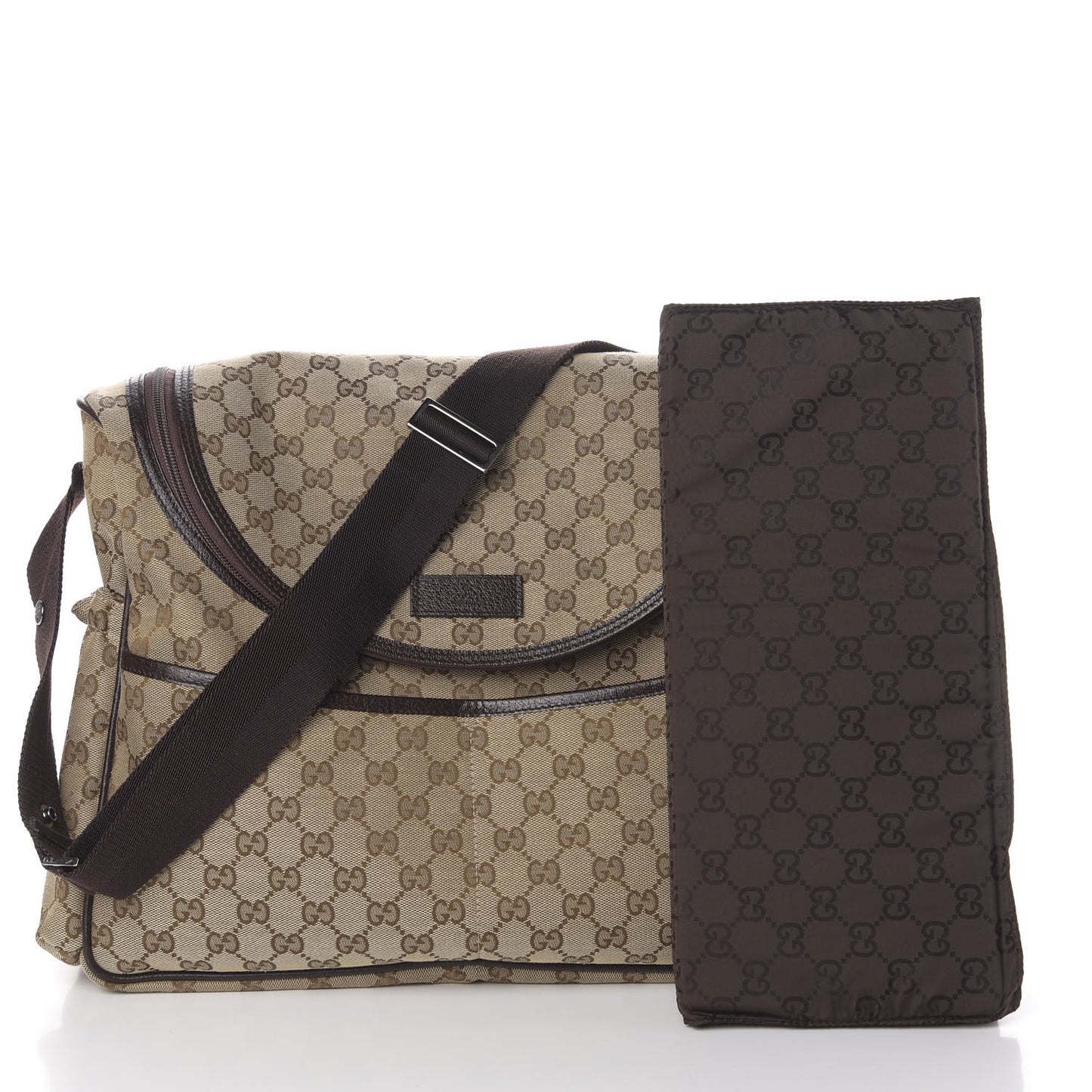 Monogram Natural Pigskin Large Diaper Bag Beige Ebony Cocoa Dark Chocolate