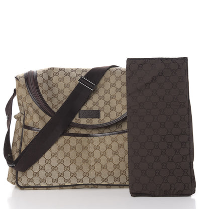 Gucci Monogram Natural Pigskin Large Diaper Bag Beige Ebony Cocoa Dark Chocolate 3 of 10