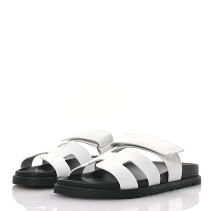 Hermes Calfskin Womens Chypre Sandals 36.5 White 4 of 9