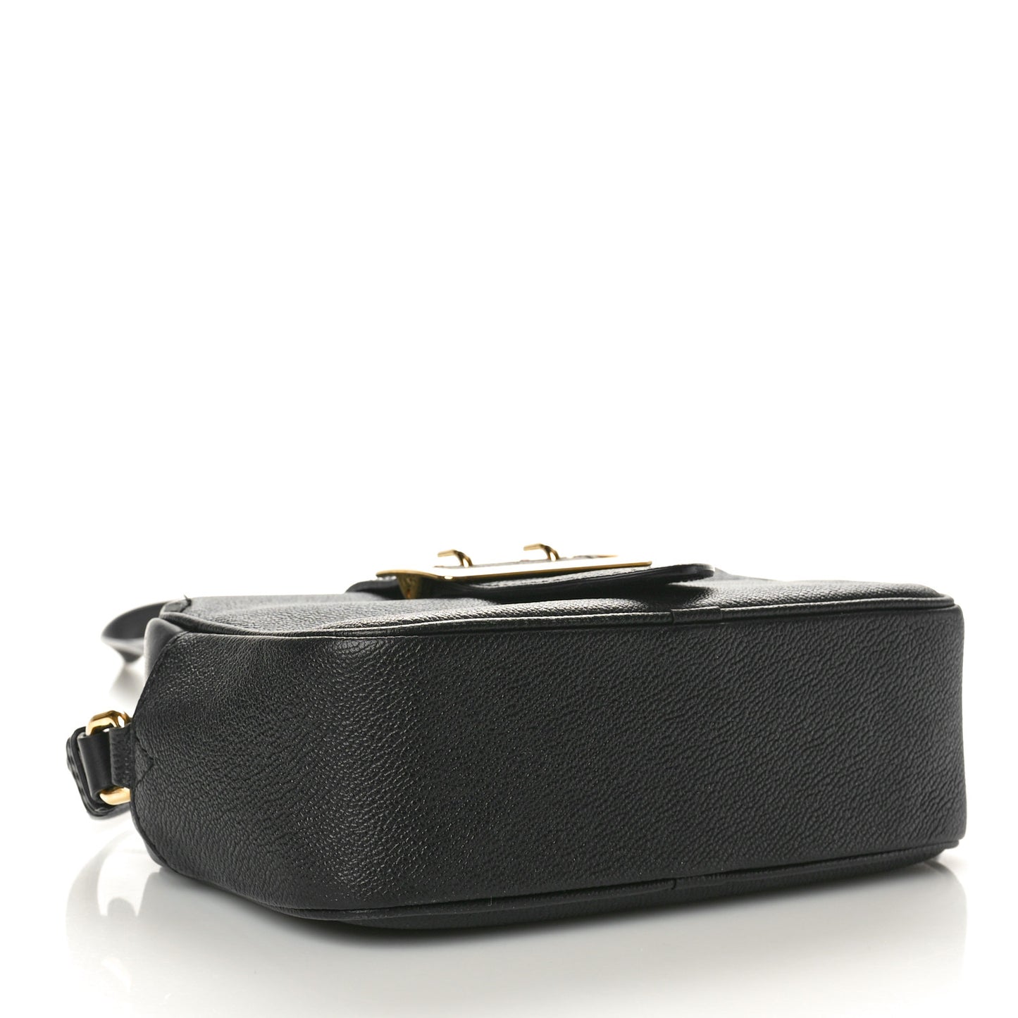 Soft Grain Calfskin Small Buckle Zip Bag Black
