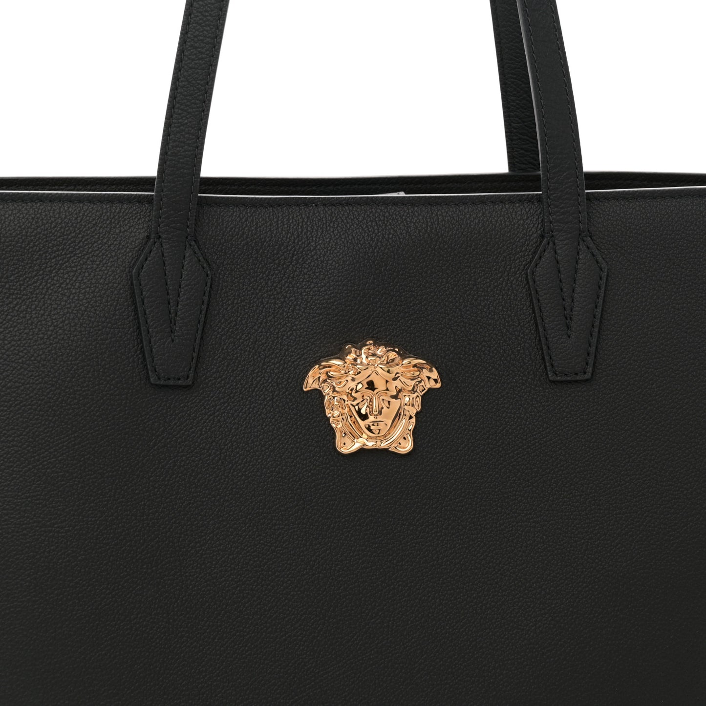 Grained Calfskin La Medusa Tote Bag Black