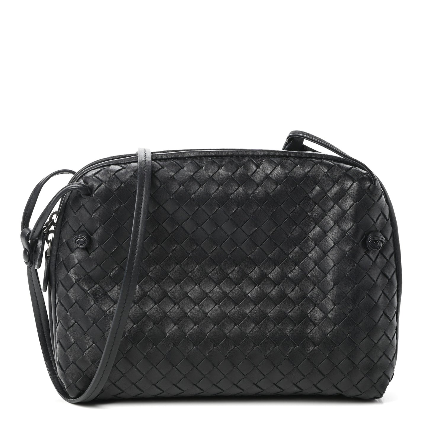 Nappa Intrecciato Nodini Crossbody Messenger Black