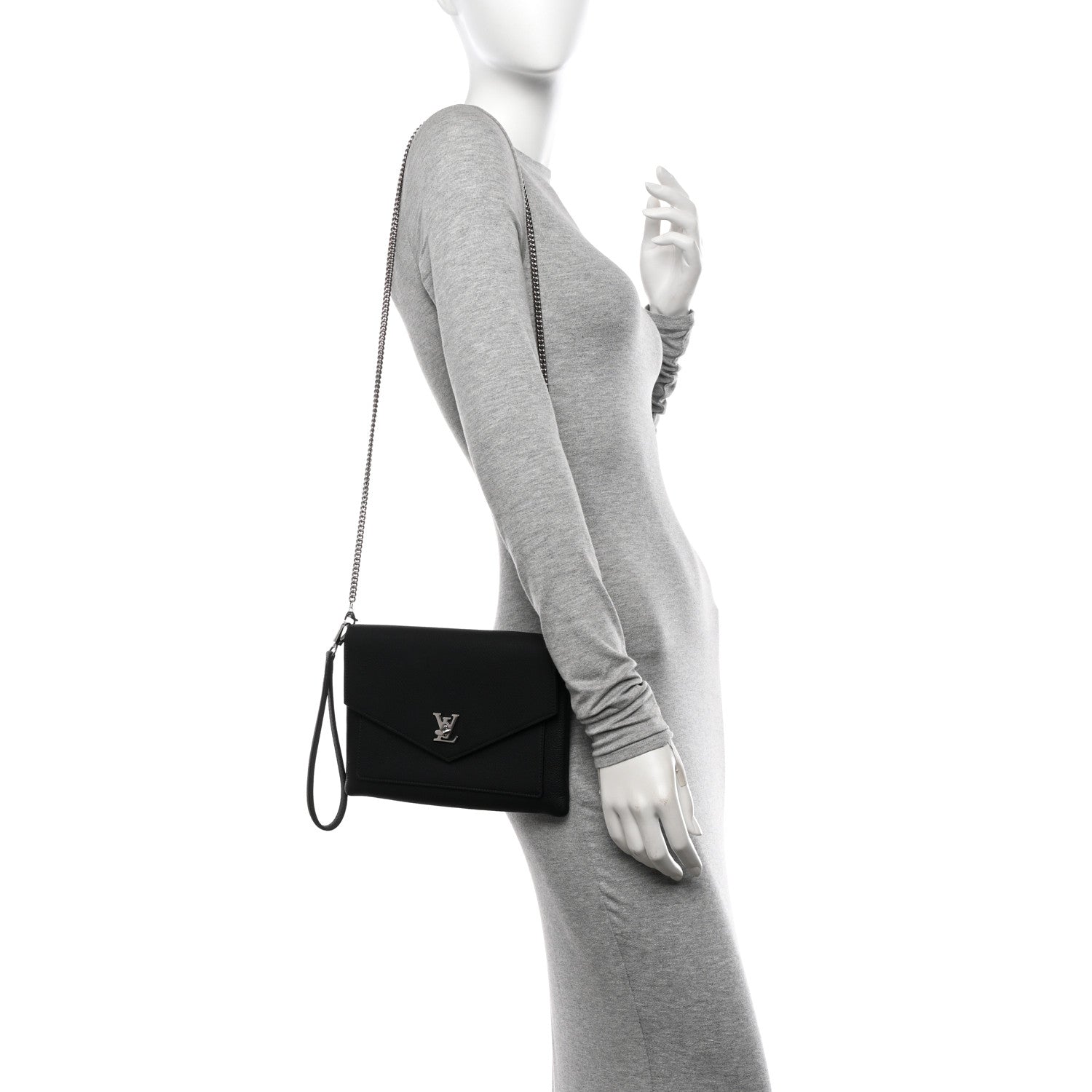 Louis Vuitton Soft Calfskin My Lockme Chain Pochette Black 2 of 10