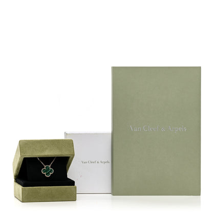 Van Cleef & Arpels 18K Yellow Gold Malachite Vintage Alhambra Pendant Necklace 6 of 6