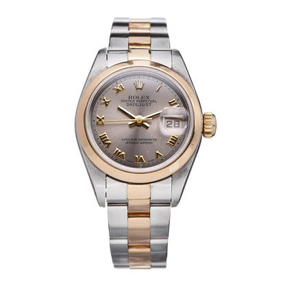 Rolex Stainless Steel 18K Yellow Gold 26mm Oyster Perpetual DateJust Watch Slate Roman 69163 1 of 9