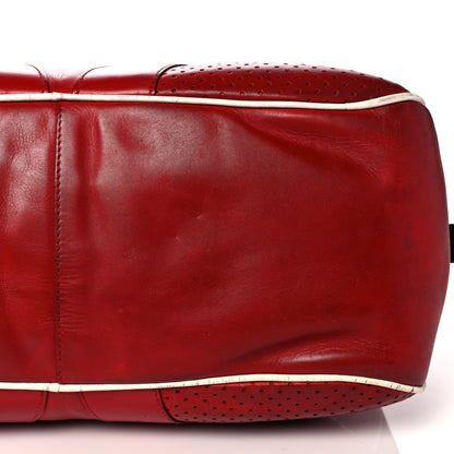 Prada Vitello Drive Perforated Bowling Bag Fuoco 33 of 34