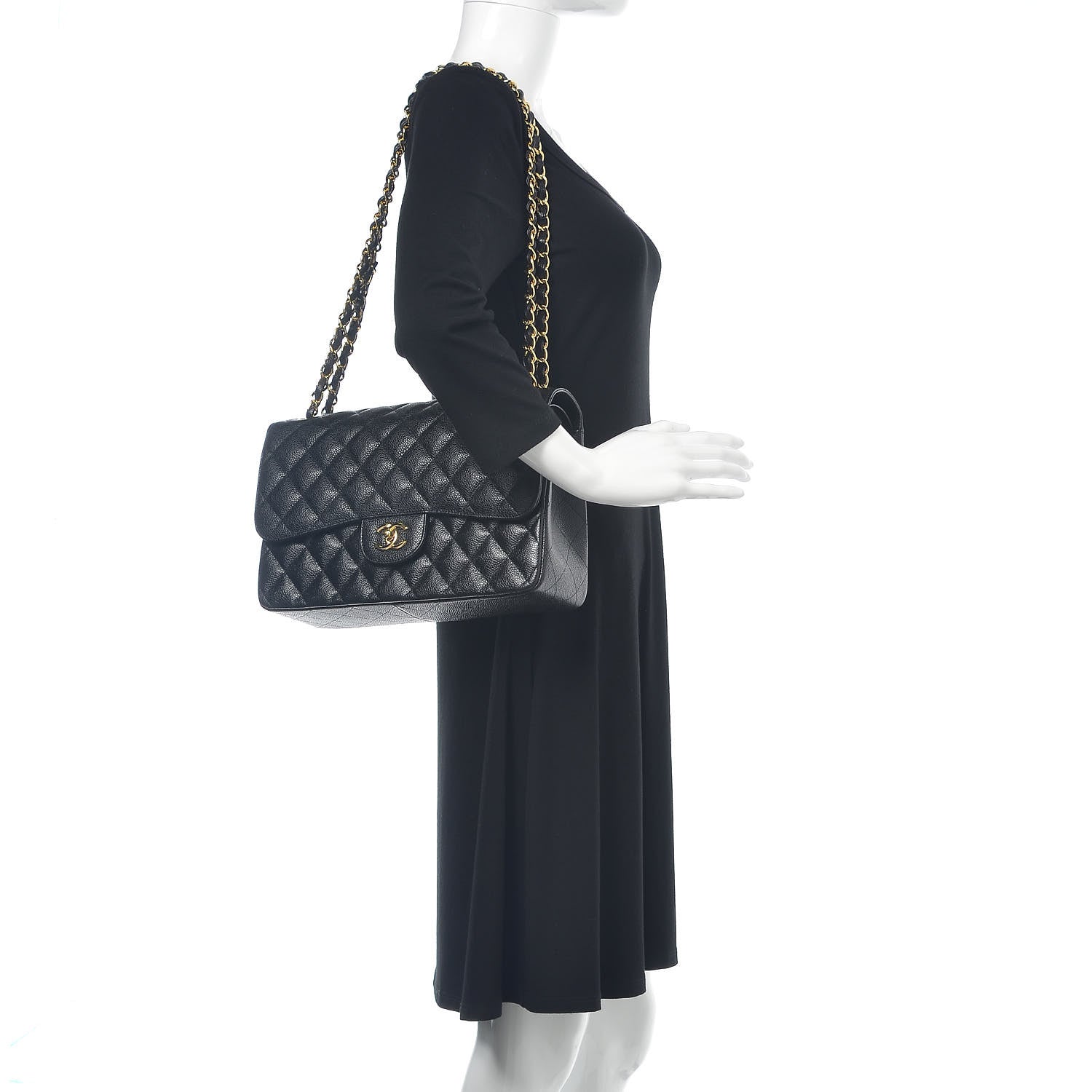 Chanel Caviar Quilted Jumbo Double Flap Black 2 of 11