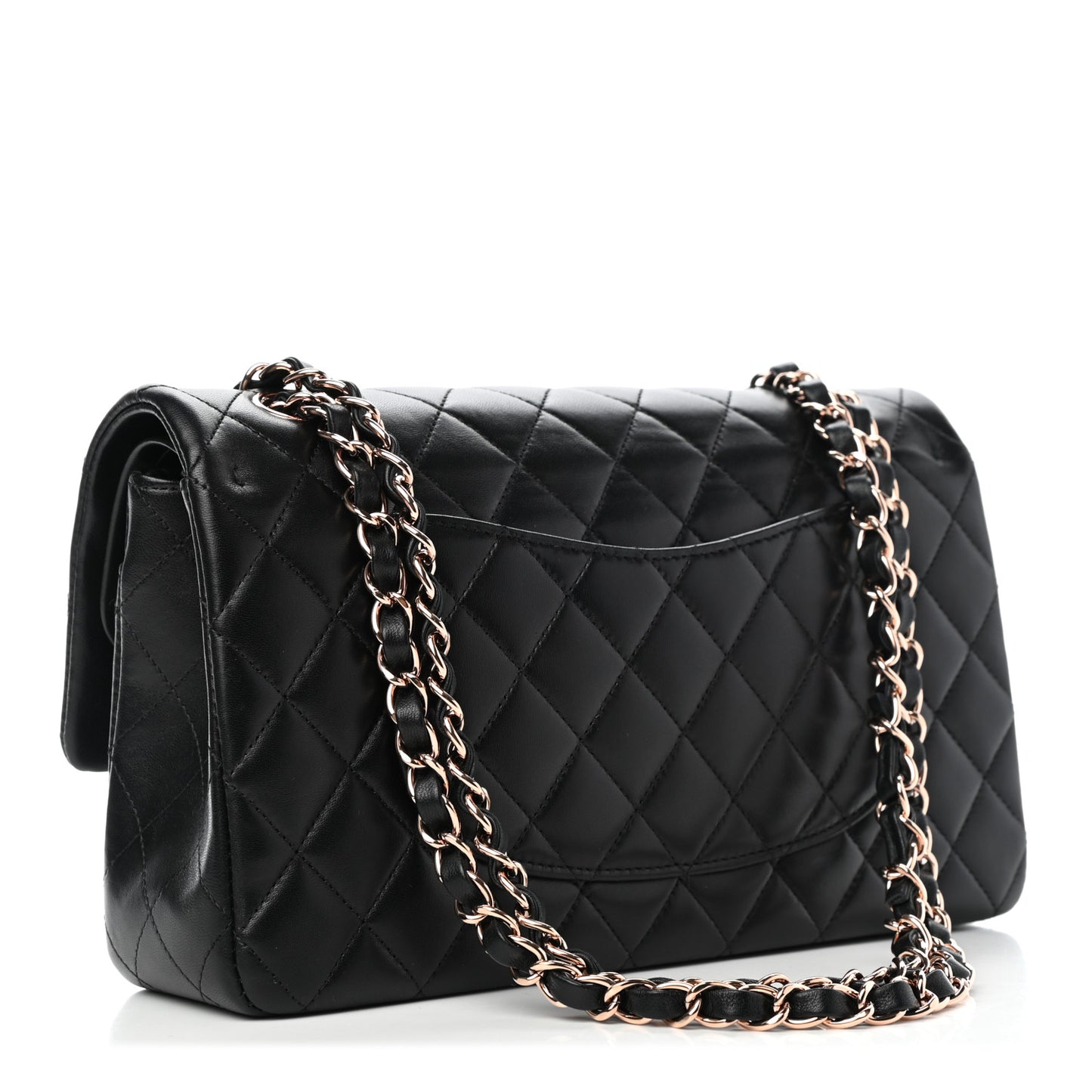 Lambskin Quilted Medium Double Flap Black