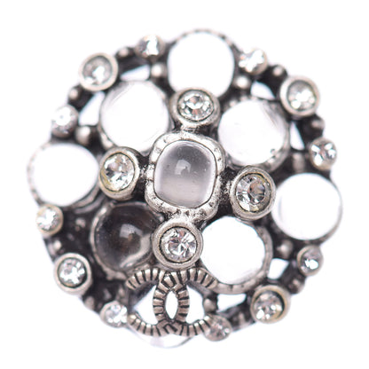 Chanel Crystal CC Round Earrings Silver 3 of 5