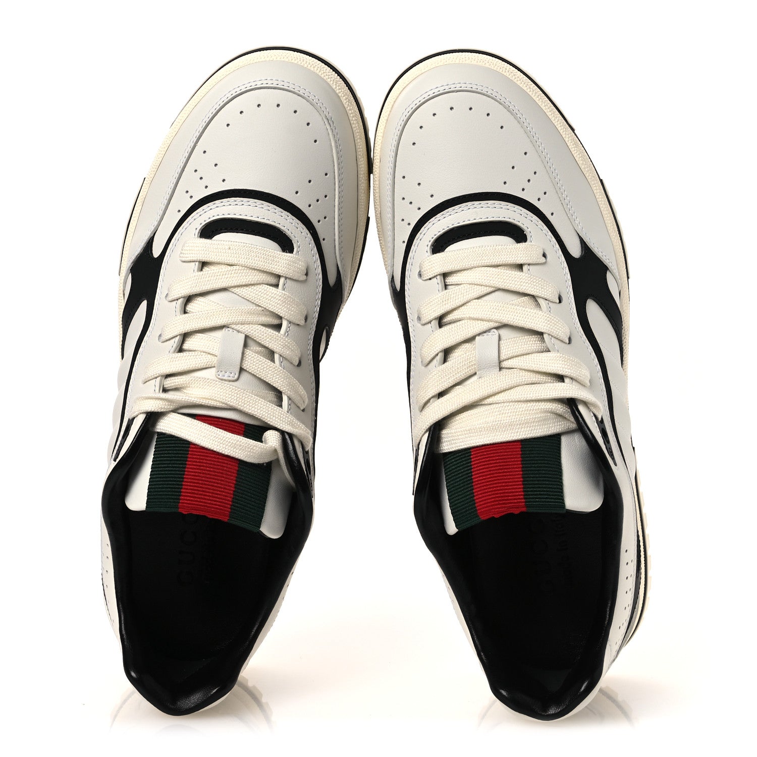 Gucci Sparrow Calfskin Mens Re-Web Sneakers 8 Green White Black 2 of 12