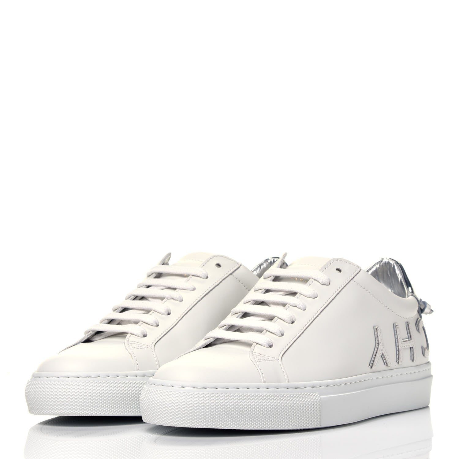 Givenchy Calfskin Reverse Logo Womens Urban Street Sneakers 37 White Silver 3 of 10