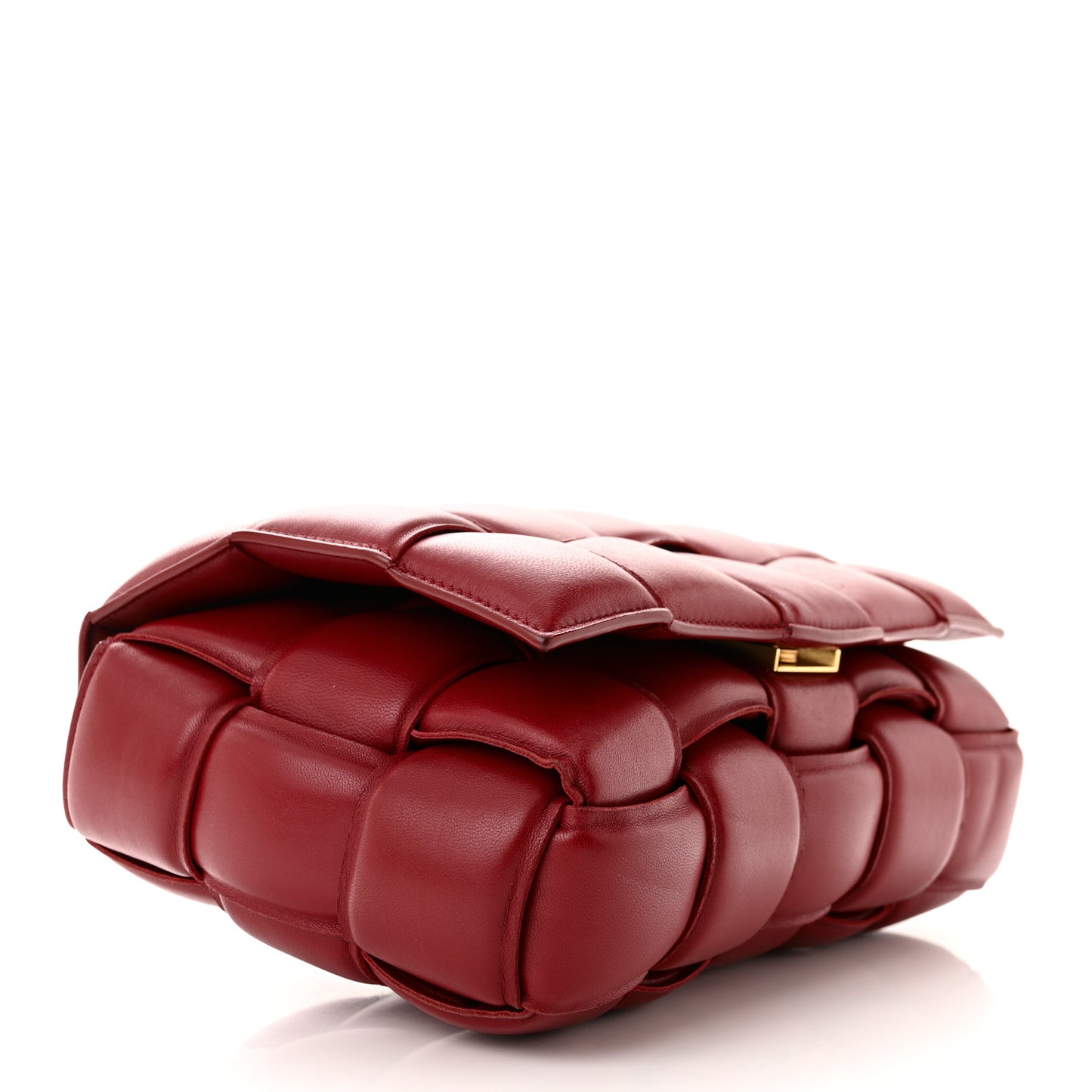 Nappa Maxi Intreccio Padded Cassette Crossbody Bag Dark Red