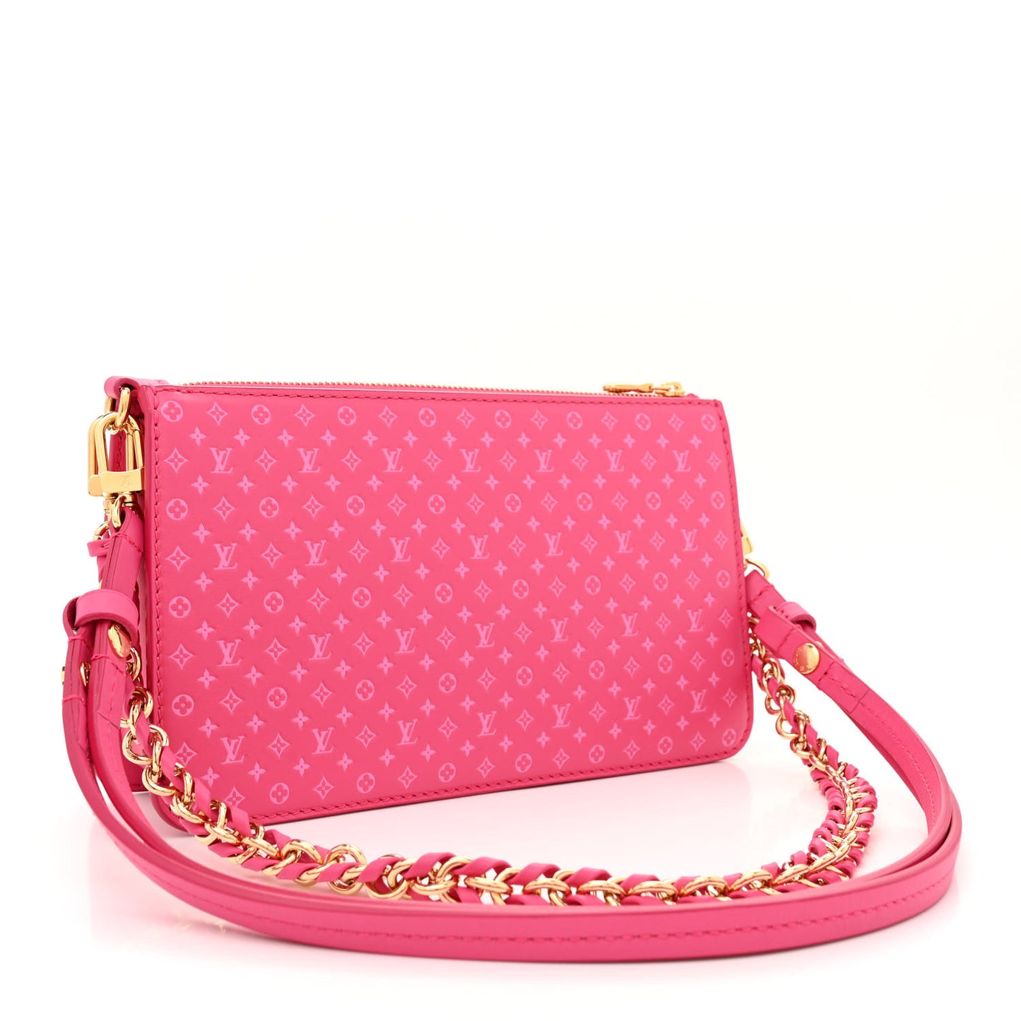 Calfskin Nanogram Embossed Lexington Pouch Rose