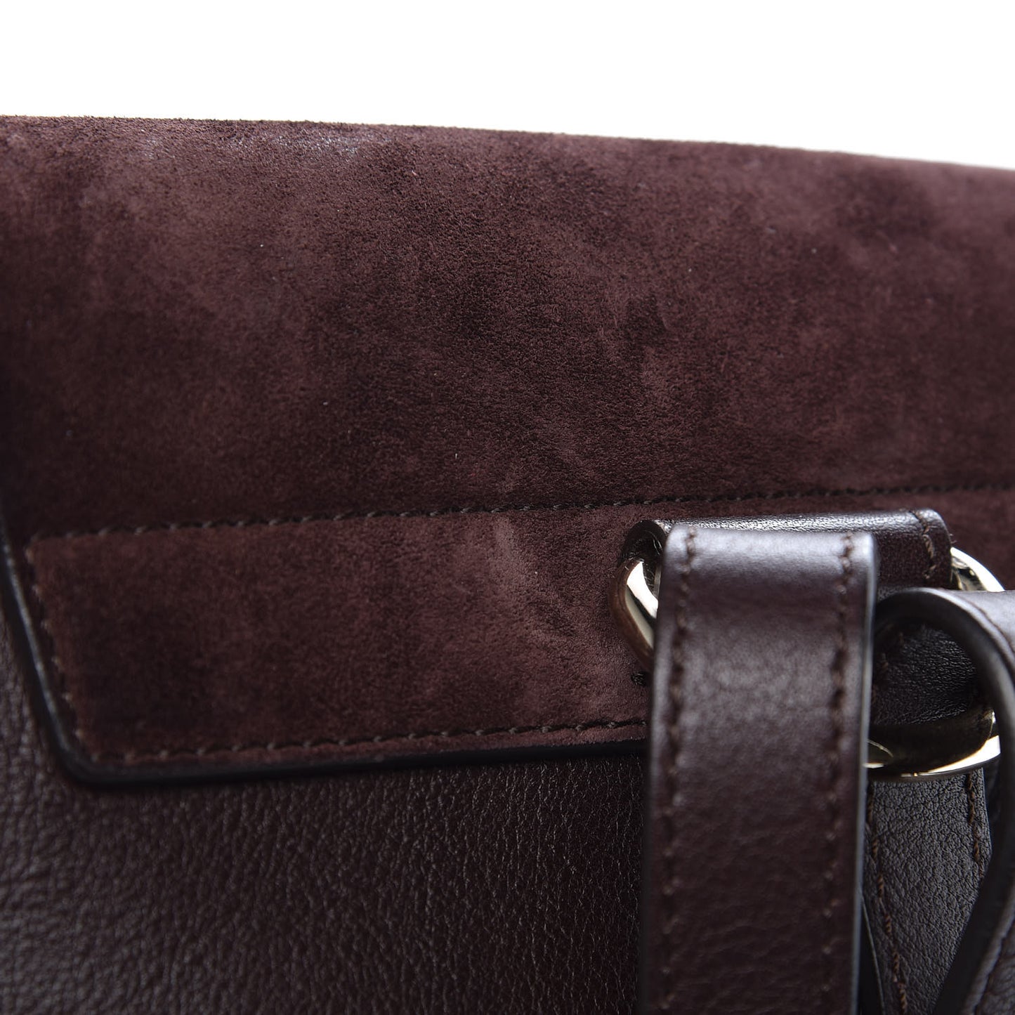 Suede Calfskin Small Faye Backpack Carbon Brown