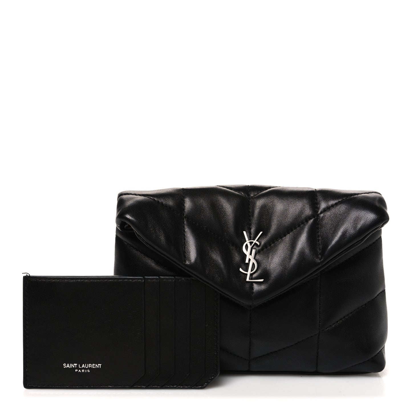 Lambskin Monogram Loulou Puffer Pouch Clutch Black