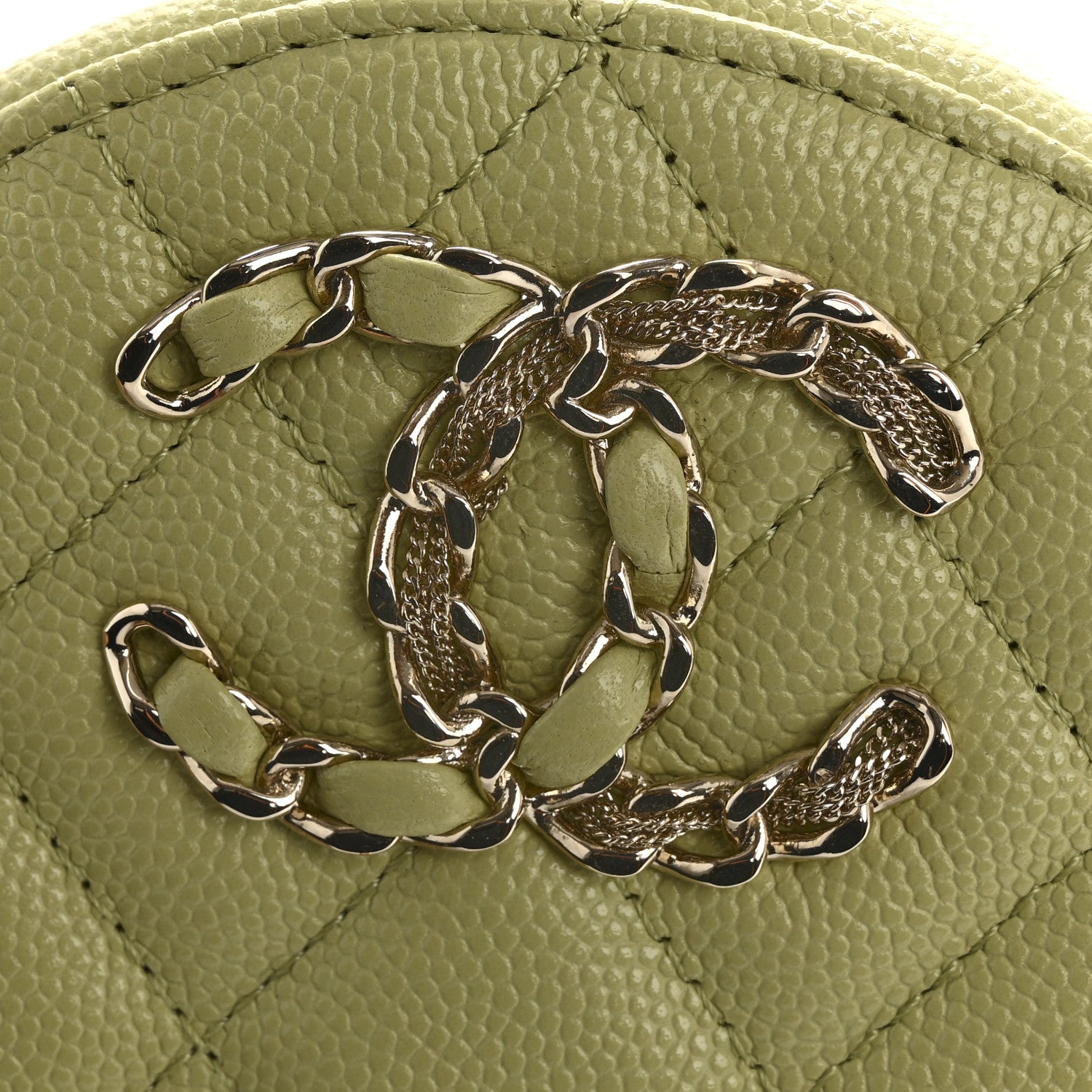 Chanel Caviar Quilted French New Wave Round Clutch With Chain Light Green 12 of 12