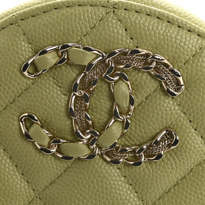 Chanel Caviar Quilted French New Wave Round Clutch With Chain Light Green 12 of 12