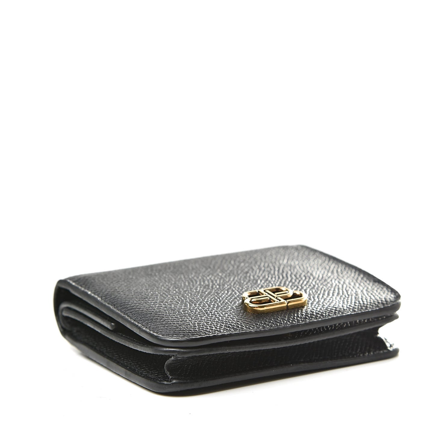 Signature Grained Calfskin BB Flap Coin Wallet Black