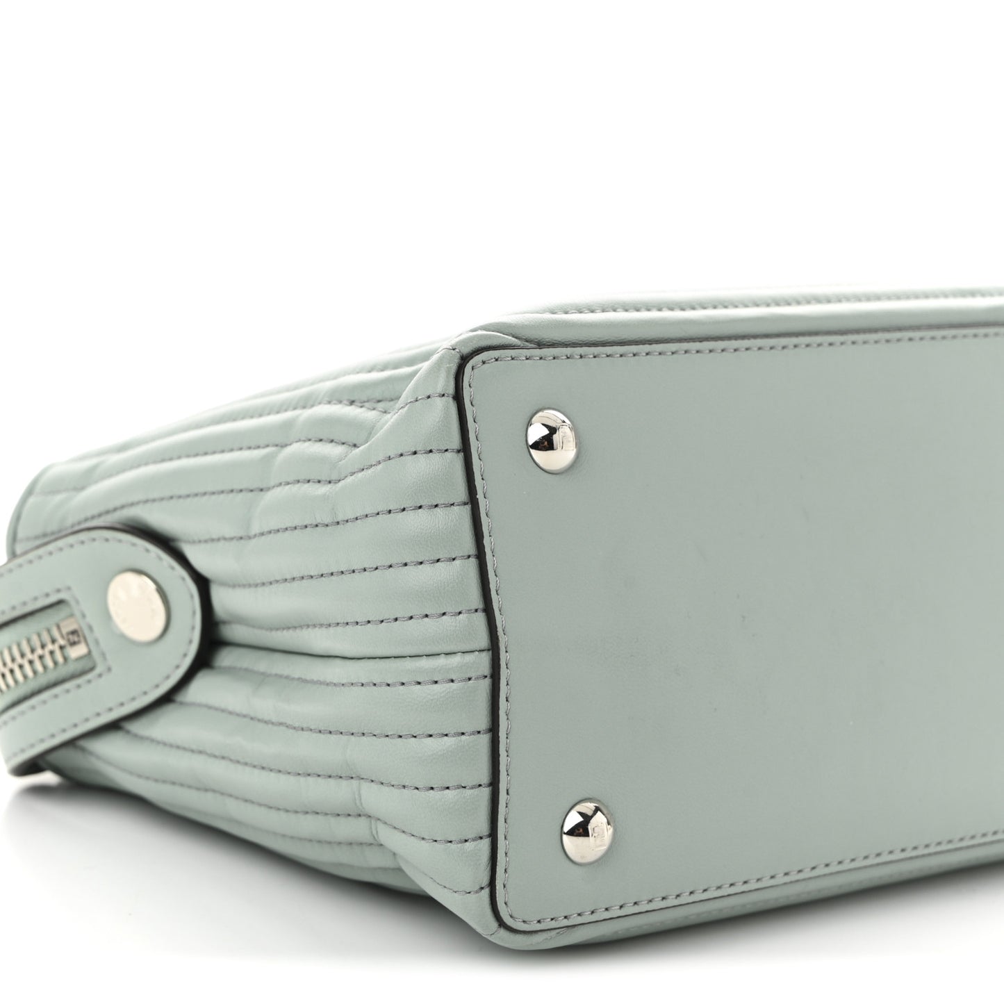Shiny Nappa Trapuntata Small DotCom Click Top Handle Chain Satchel Light Blue