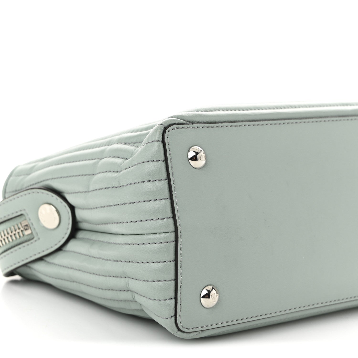 Fendi Shiny Nappa Trapuntata Small DotCom Click Top Handle Chain Satchel Light Blue 10 of 11