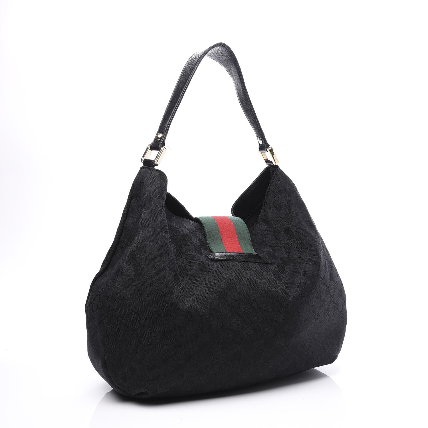 Gucci Monogram Large New Ladies Web Hobo Black 2 of 12