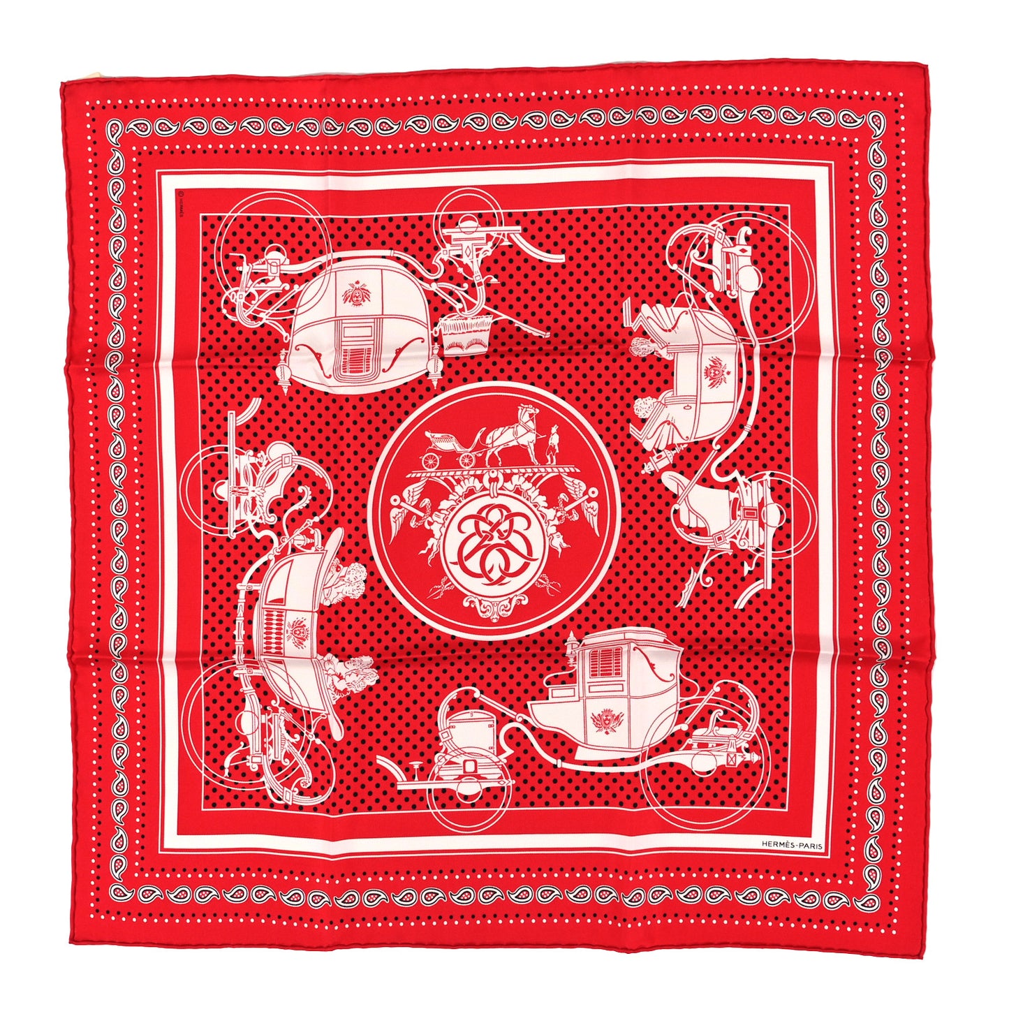 Cashmere Silk Ex-Libris Bandana Scarf 55 Rouge White Black