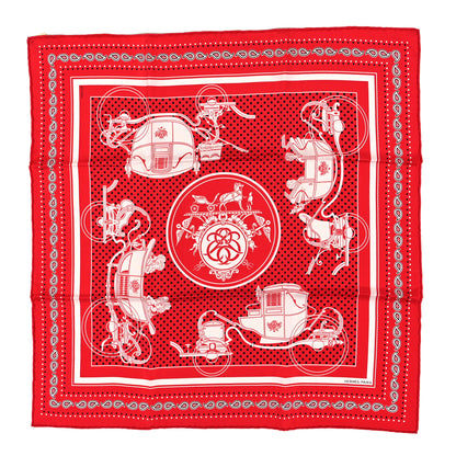 Hermes Cashmere Silk Ex-Libris Bandana Scarf 55 Rouge White Black 1 of 3