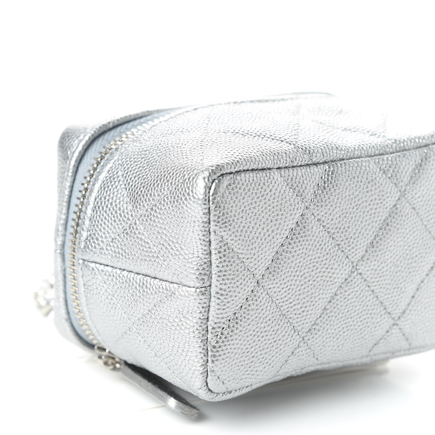 Chanel Metallic Caviar Quilted Mini Top Handle Vanity With Chain Silver 6 of 11