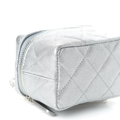 Chanel Metallic Caviar Quilted Mini Top Handle Vanity With Chain Silver 6 of 11