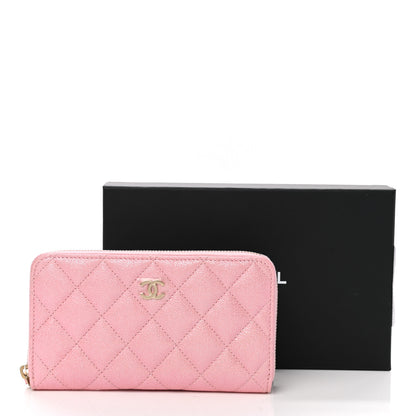 Chanel Iridescent Caviar Quilted Medium Zip Around Wallet Pink 9 of 9