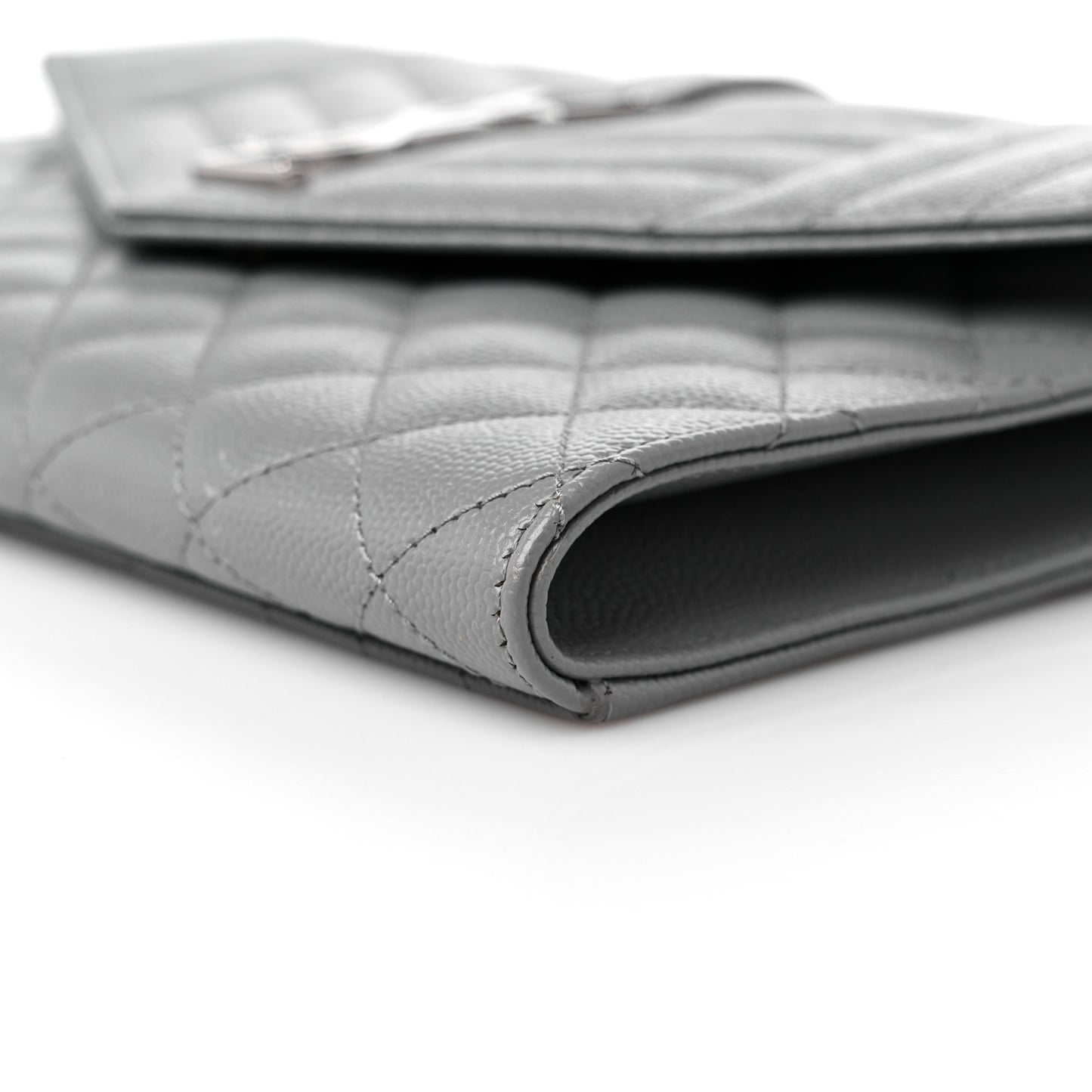 Grain De Poudre Textured Mixed Matelasse Triquilt Monogram Clutch Storm