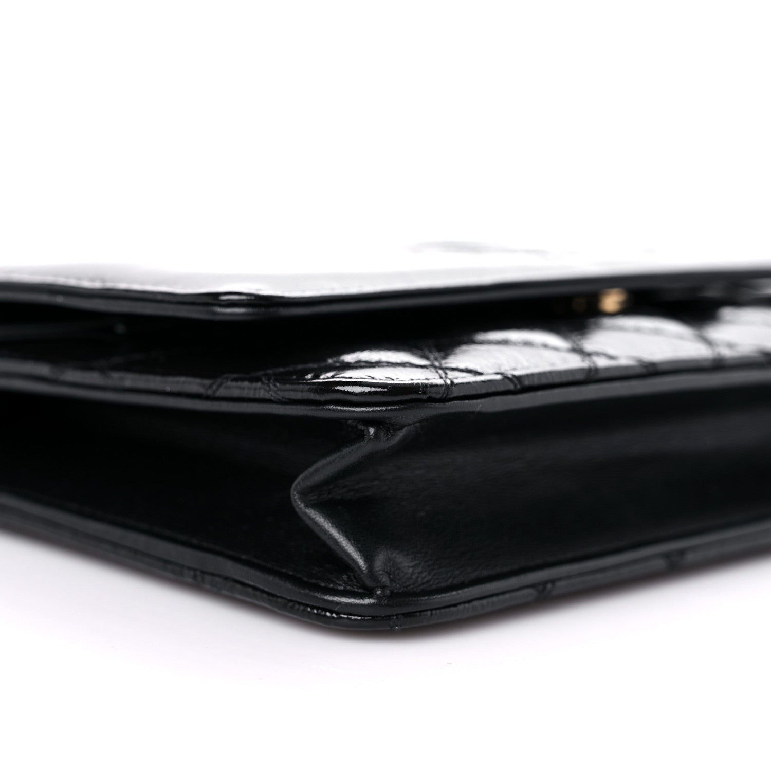 Chanel Shiny Aged Calfskin Quilted CC Wallet On Chain WOC Black 9 of 12