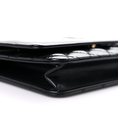 Chanel Shiny Aged Calfskin Quilted CC Wallet On Chain WOC Black 9 of 12