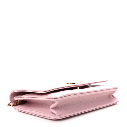Chanel Caviar Quilted Studded CC Wallet on Chain WOC Light Pink 4 of 11