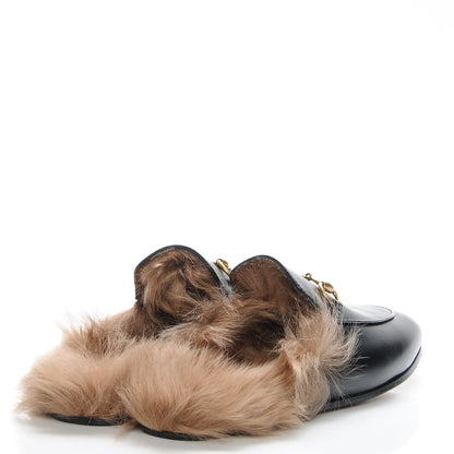 Gucci Calfskin Fur Womens Princetown Slippers 36 Black 4 of 7