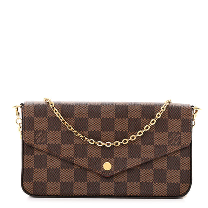 Louis Vuitton Damier Ebene Pochette Felicie Chain Wallet 1 of 10