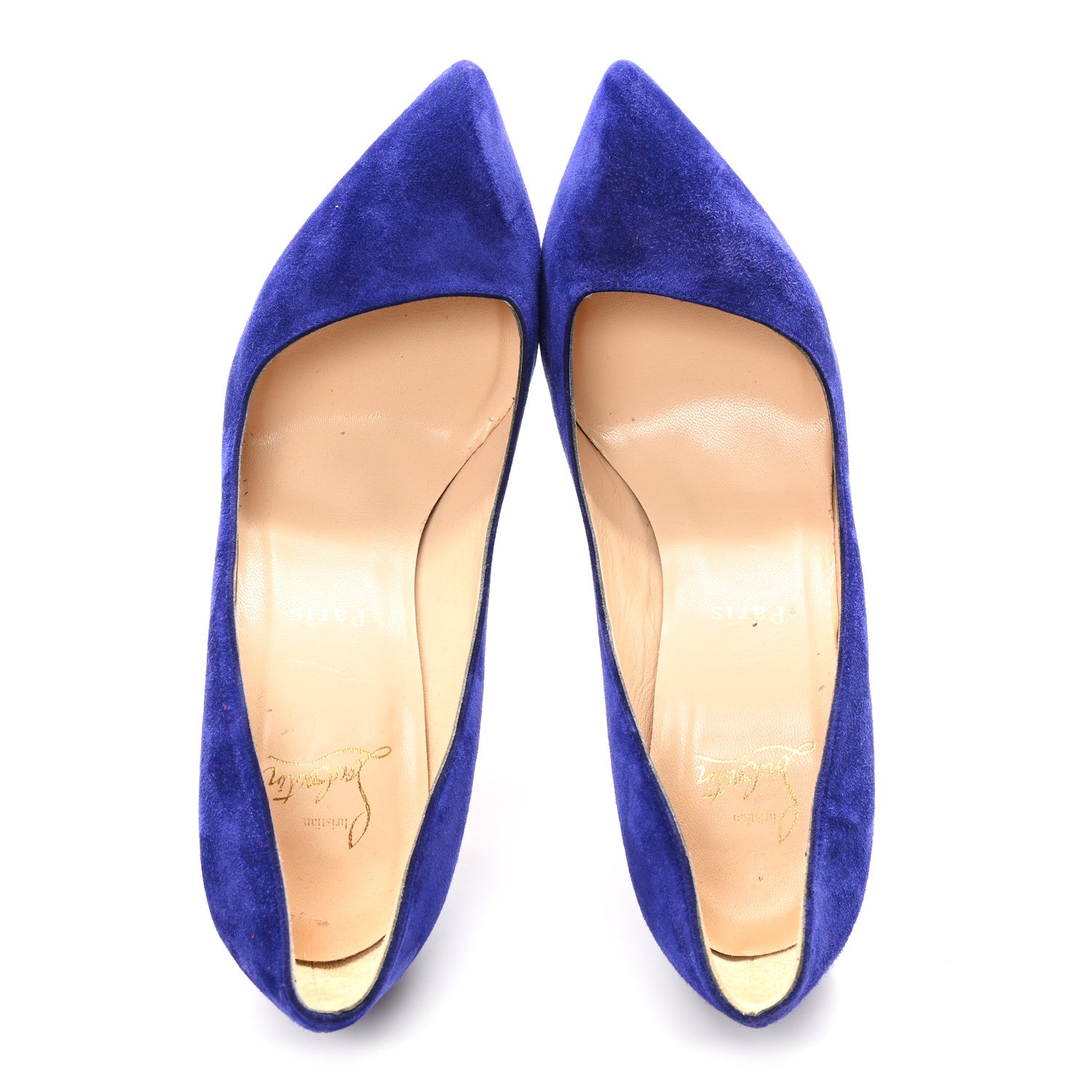 Christian Louboutin Suede Pigalle Follies 100 Pumps 38.5 Royal Blue 2 of 8