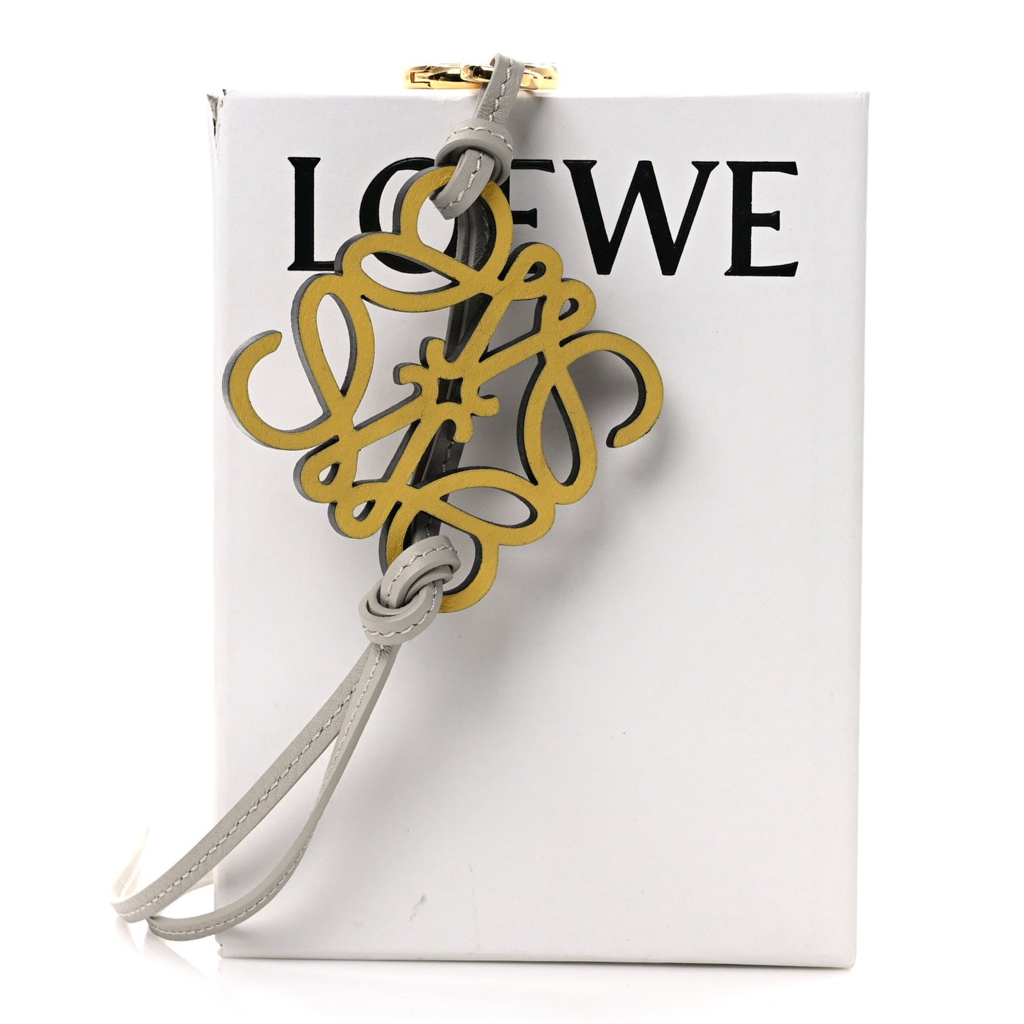 Calfskin Anagram Bag Charm Key Holder Yellow