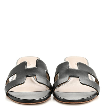 Hermes Calfskin Oasis Sandals 37 Black 3 of 11