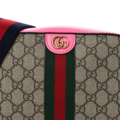Gucci GG Supreme Monogram Textured Dollar Calfskin Web Ophidia Small Crossbody Bag Beige Ebony Fuchsia 8 of 10