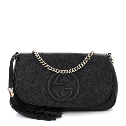 Gucci Pebbled Calfskin Medium Soho Flap Crossbody Black 1 of 14